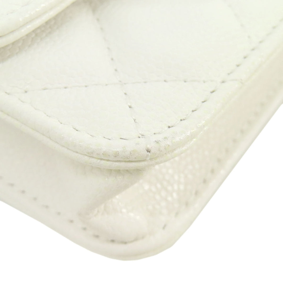 CHANEL Hip bag Grained Calfskin Skin white Matelasse SilverMetal