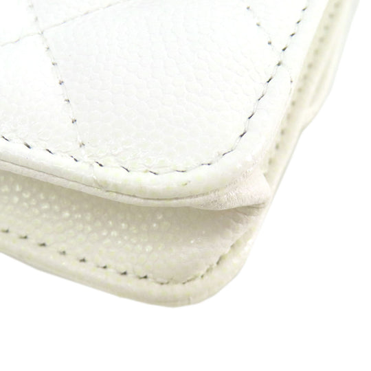 CHANEL Hip bag Grained Calfskin Skin white Matelasse SilverMetal
