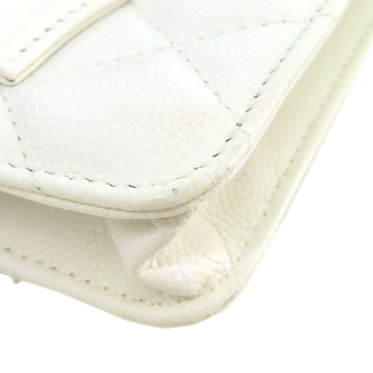 CHANEL Hip bag Grained Calfskin Skin white Matelasse SilverMetal