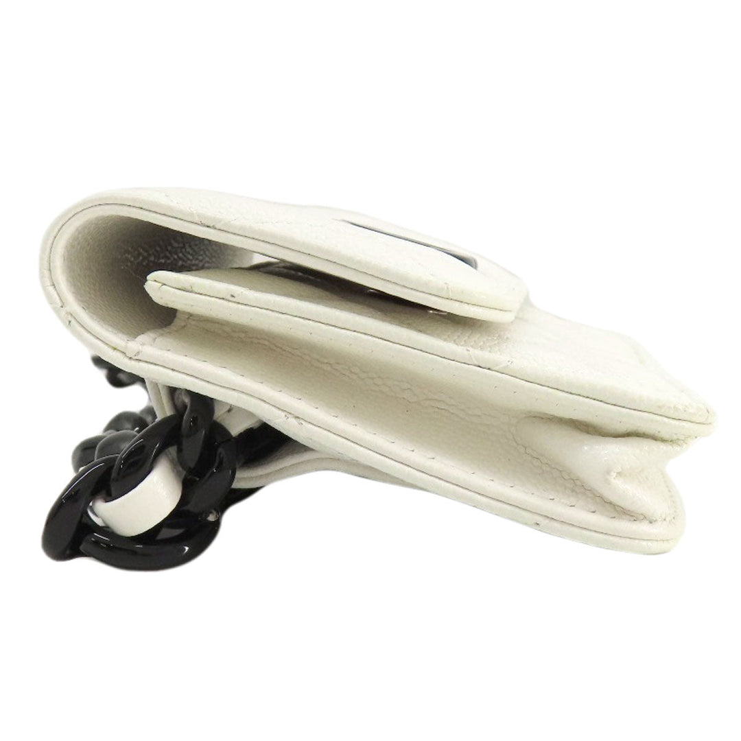 CHANEL Hip bag Grained Calfskin Skin white Matelasse SilverMetal
