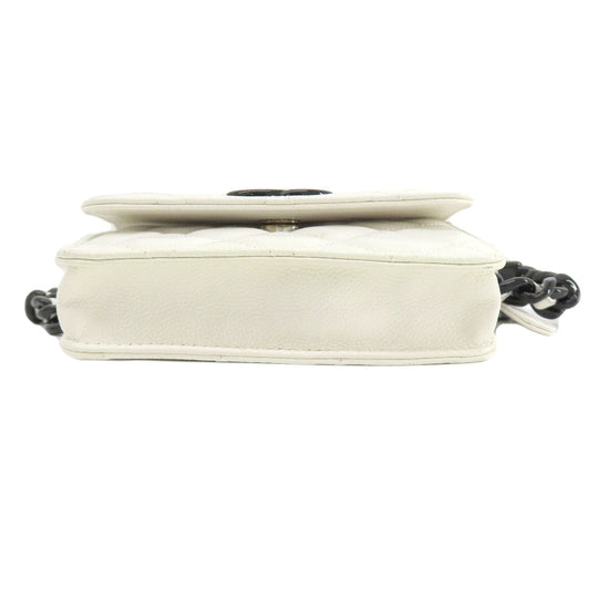CHANEL Hip bag Grained Calfskin Skin white Matelasse SilverMetal