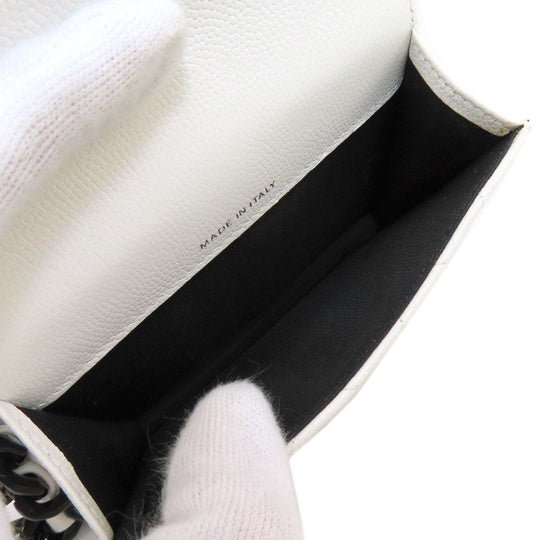 CHANEL Hip bag Grained Calfskin Skin white Matelasse SilverMetal