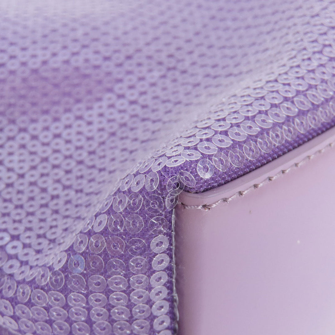 PRADA Handbag Sequin purple Mesh tote Women Used Authentic