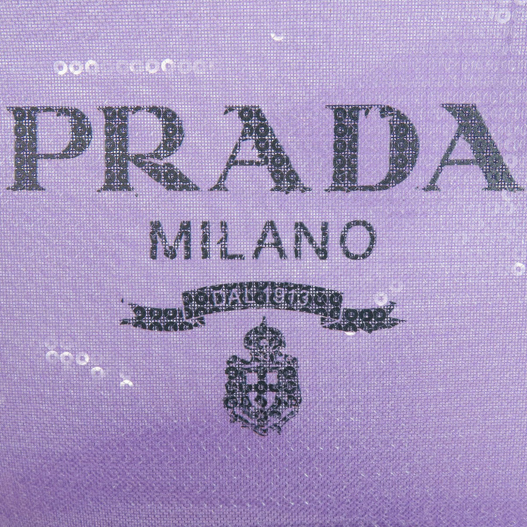 PRADA Handbag Sequin purple Mesh tote Women Used Authentic