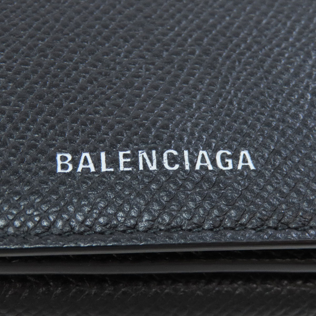 BALENCIAGA Bifold Wallet 558208 leather black logo Tri-fold Wallet mens Used Authentic