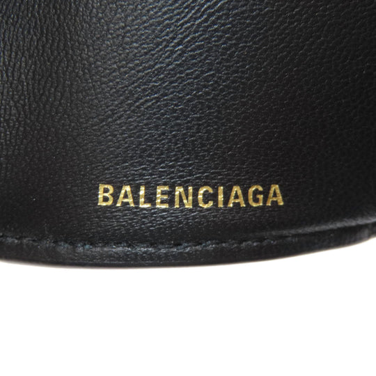 BALENCIAGA Bifold Wallet 558208 leather black logo Tri-fold Wallet mens Used Authentic
