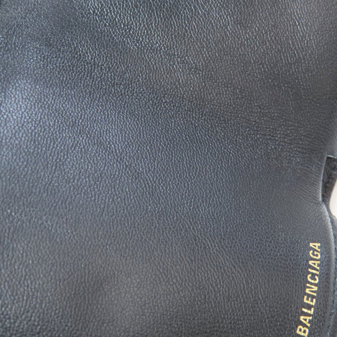 BALENCIAGA Bifold Wallet 558208 leather black logo Tri-fold Wallet mens Used Authentic