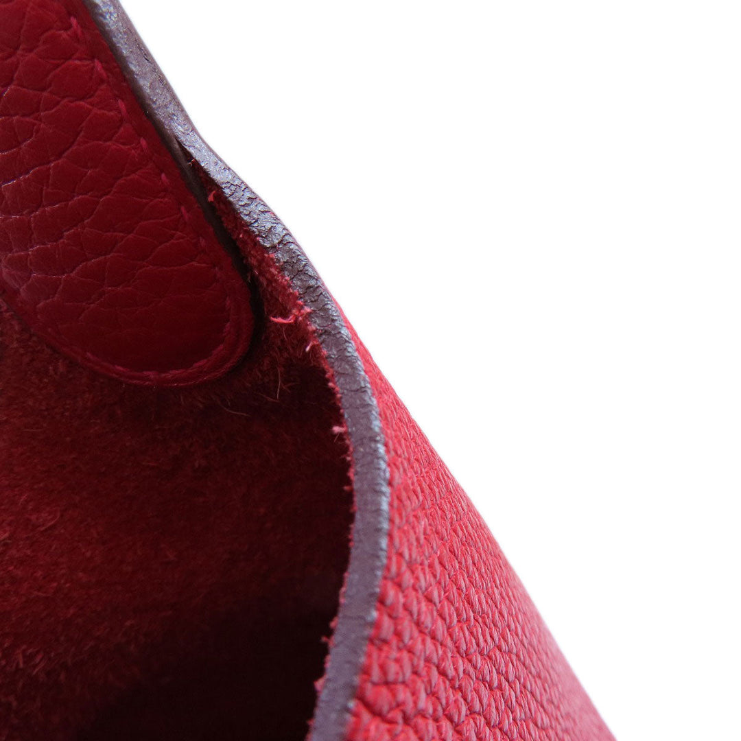 HERMES Handbag Taurillon Clemence Red Picotin Lock MM SilverMetal