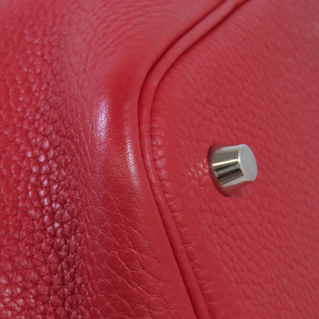 HERMES Handbag Taurillon Clemence Red Picotin Lock MM SilverMetal