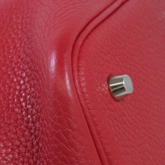 HERMES Handbag Taurillon Clemence Red Picotin Lock MM SilverMetal