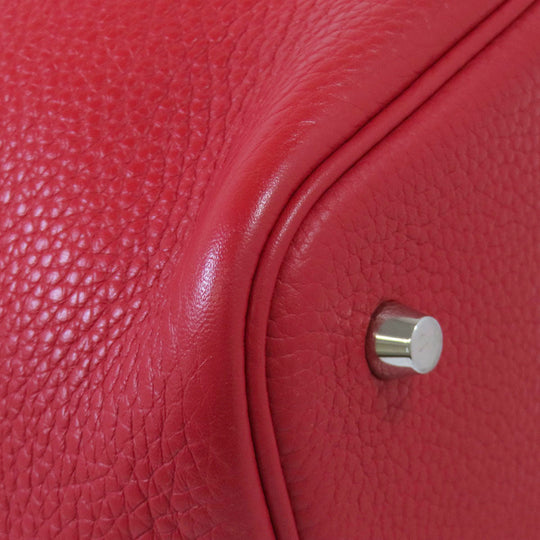 HERMES Handbag Taurillon Clemence Red Picotin Lock MM SilverMetal