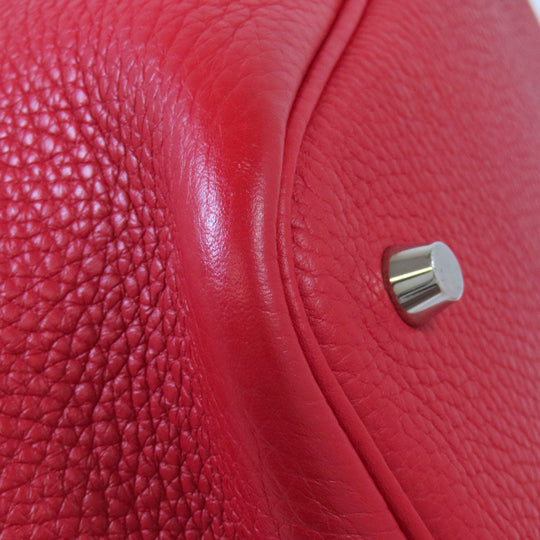 HERMES Handbag Taurillon Clemence Red Picotin Lock MM SilverMetal