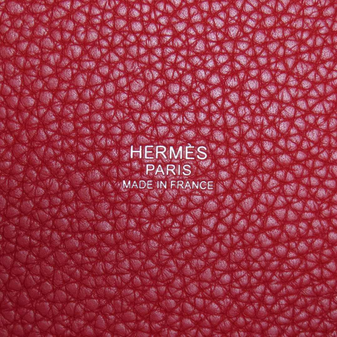 HERMES Handbag Taurillon Clemence Red Picotin Lock MM SilverMetal