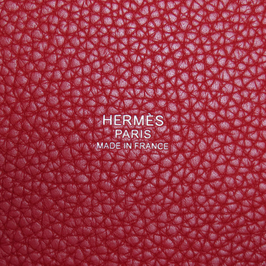 HERMES Handbag Taurillon Clemence Red Picotin Lock MM SilverMetal