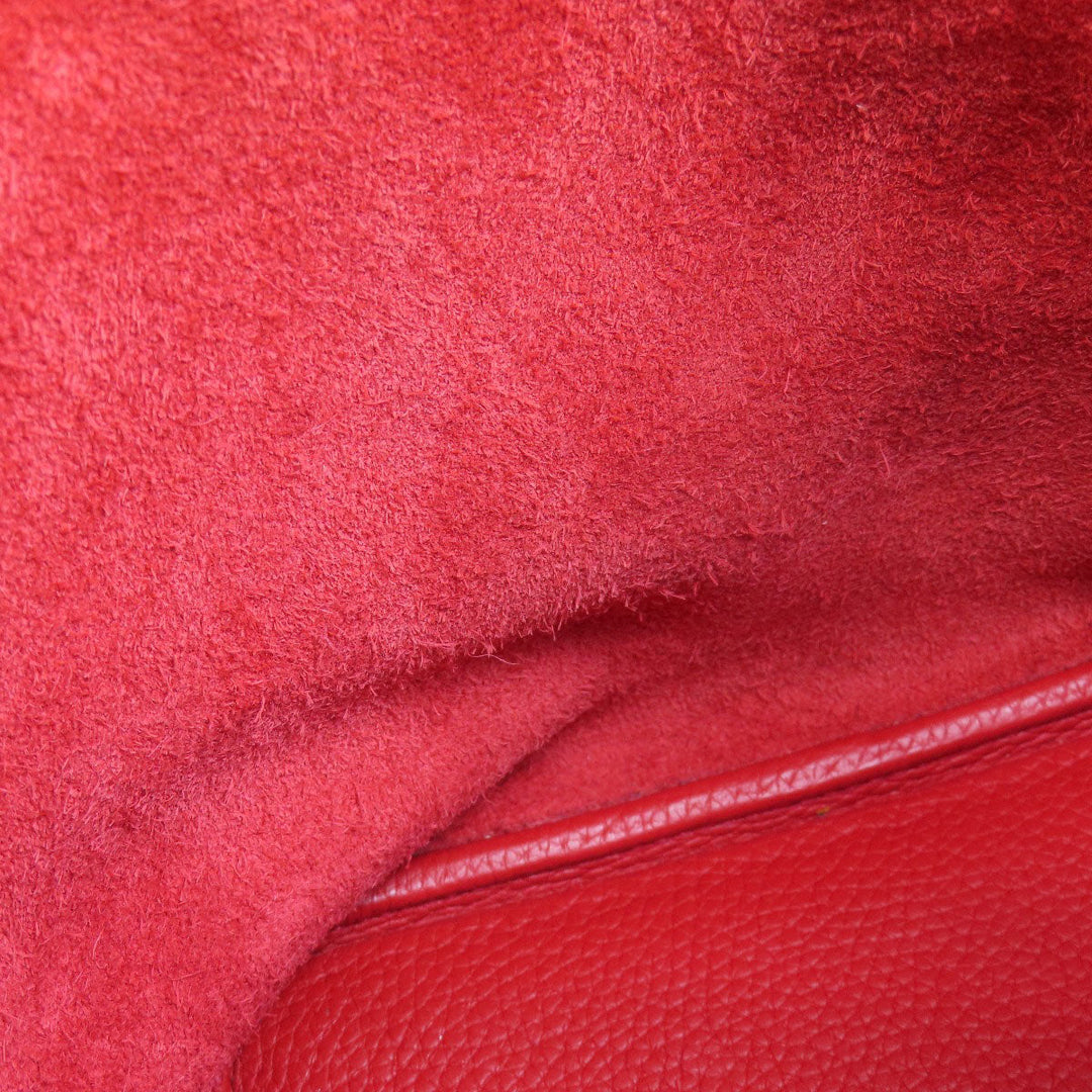 HERMES Handbag Taurillon Clemence Red Picotin Lock MM SilverMetal