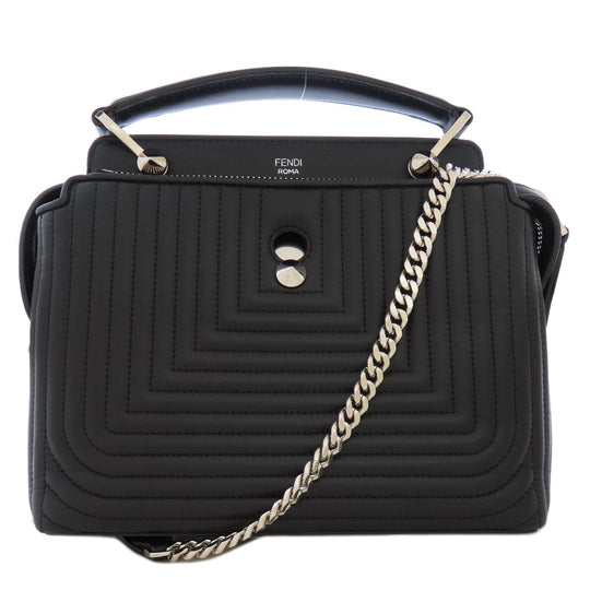 FENDI Handbag leather black Small.com Clickture 2WAY Women Used Authentic
