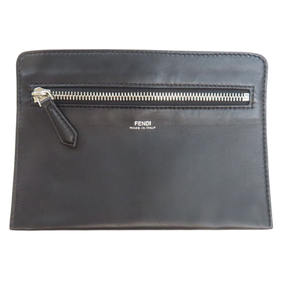 FENDI Handbag leather black Small.com Clickture 2WAY Women Used Authentic