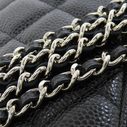 CHANEL Shoulder Bag Grained Calfskin Skin black Chain Wallet COCO Mark SilverMetal