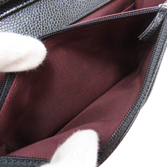 CHANEL Shoulder Bag Grained Calfskin Skin black Chain Wallet COCO Mark SilverMetal