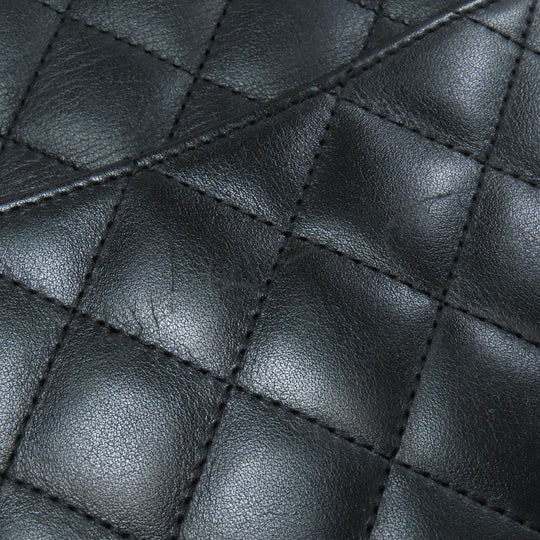 CHANEL Tote Bag leather black Cambon Line SilverMetal Women Used Authentic