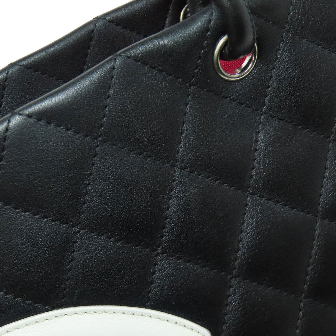 CHANEL Tote Bag leather black Cambon Line SilverMetal Women Used Authentic