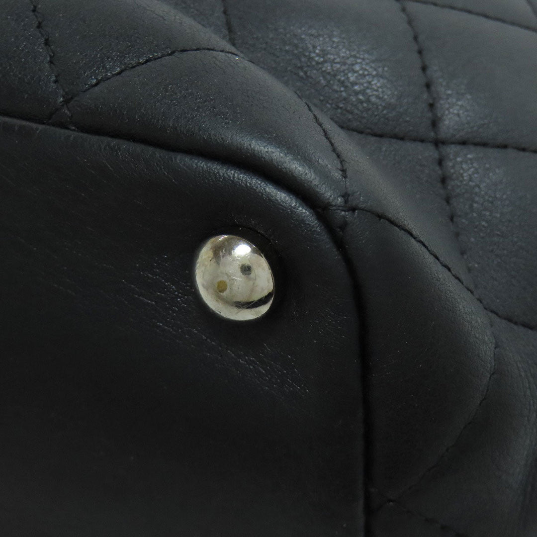 CHANEL Tote Bag leather black Cambon Line SilverMetal Women Used Authentic