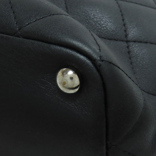 CHANEL Tote Bag leather black Cambon Line SilverMetal Women Used Authentic