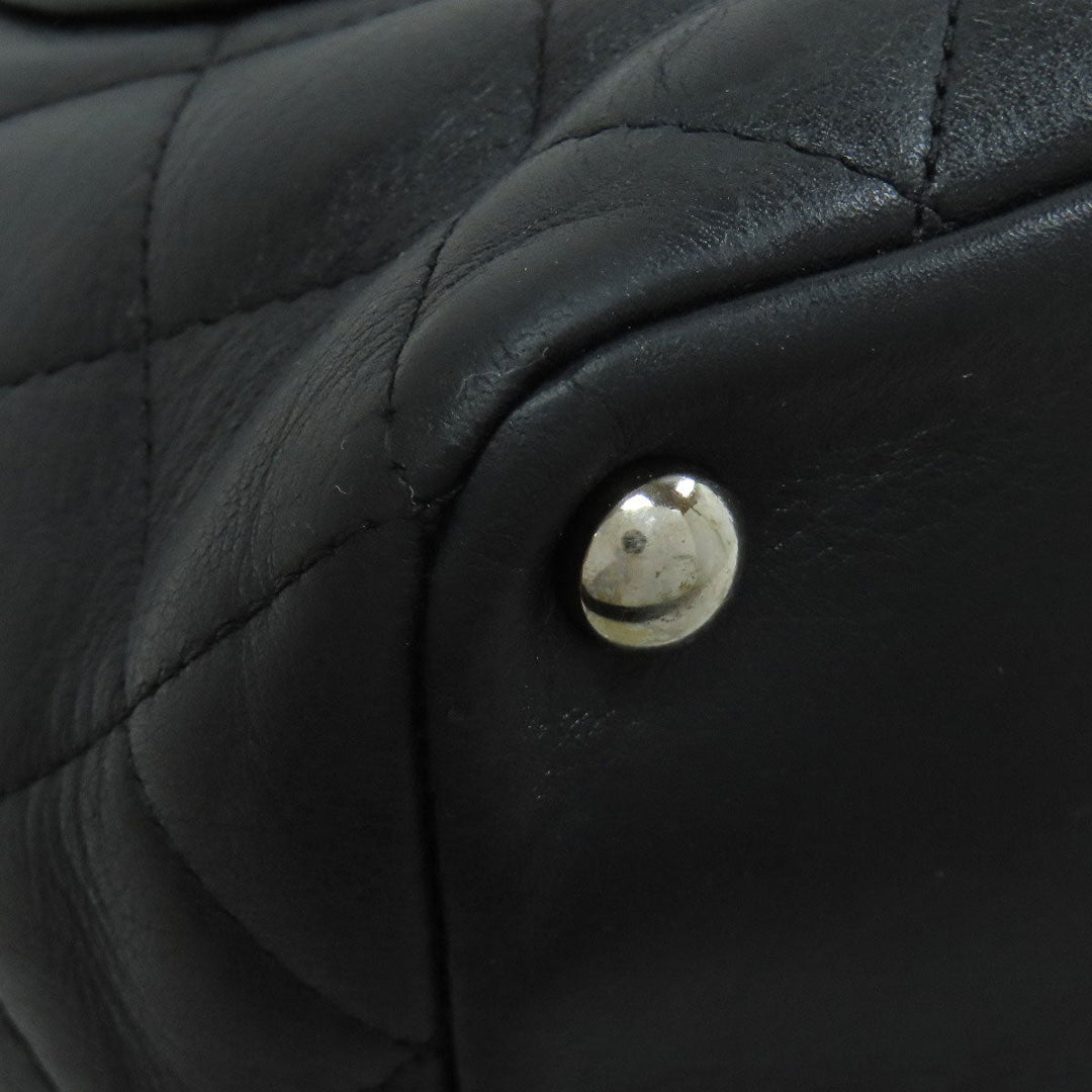 CHANEL Tote Bag leather black Cambon Line SilverMetal Women Used Authentic