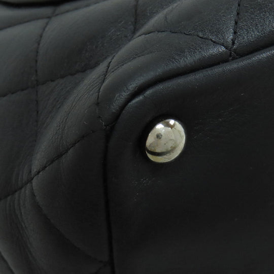CHANEL Tote Bag leather black Cambon Line SilverMetal Women Used Authentic