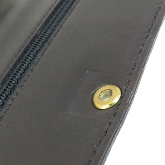 CHANEL Long Wallet Purse Grained Calfskin Skin black Chain Wallet COCO Mark Gold Metal