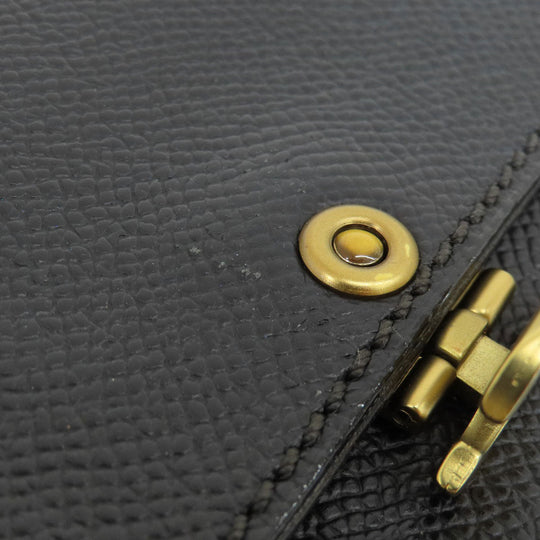 CHANEL Long Wallet Purse Grained Calfskin Skin black Chain Wallet COCO Mark Gold Metal