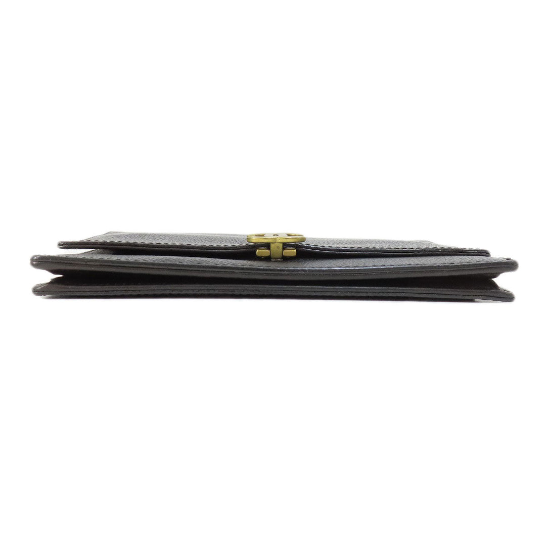 CHANEL Long Wallet Purse Grained Calfskin Skin black Chain Wallet COCO Mark Gold Metal