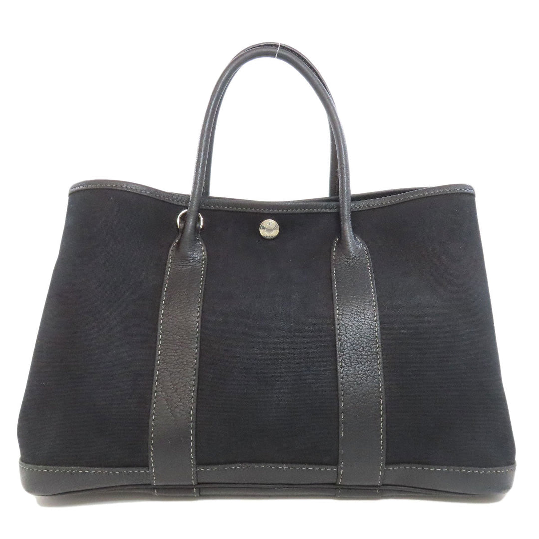 HERMES Handbag Tower ash black Garden Party TPM SilverMetal Women Used Authentic