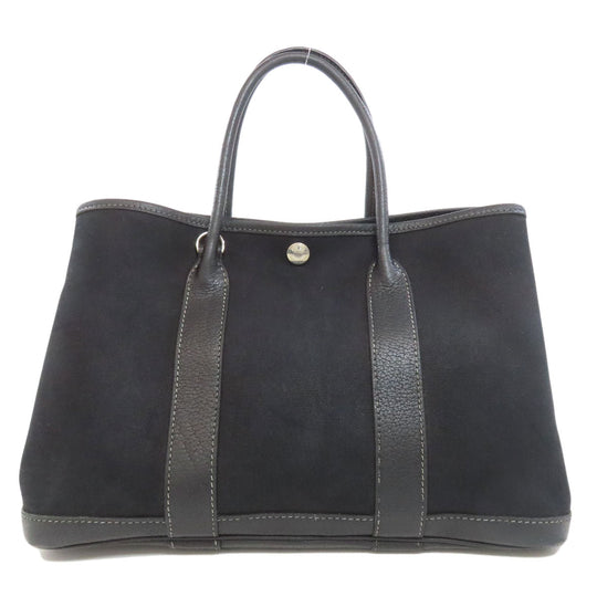 HERMES Handbag Tower ash black Garden Party TPM SilverMetal Women Used Authentic