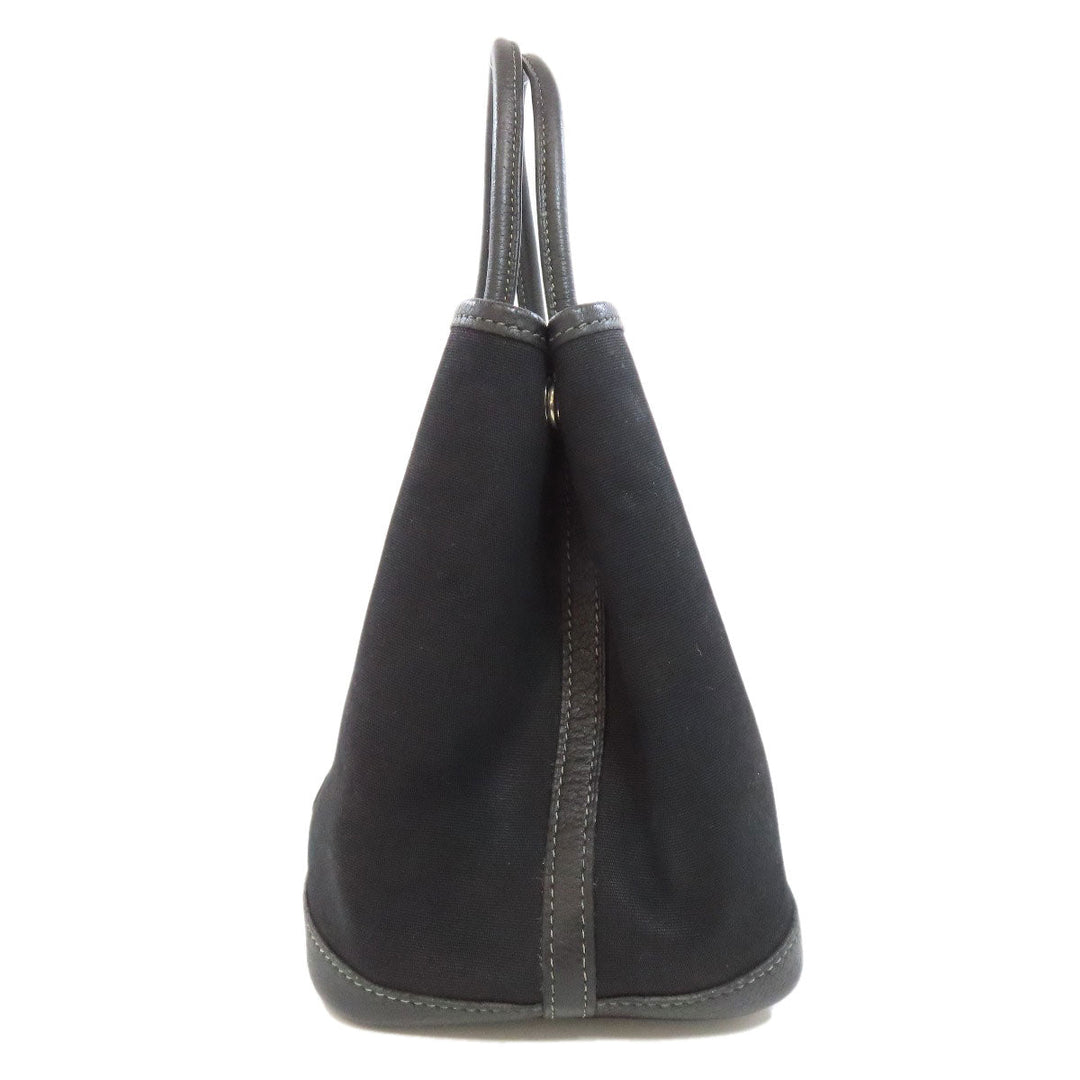 HERMES Handbag Tower ash black Garden Party TPM SilverMetal Women Used Authentic