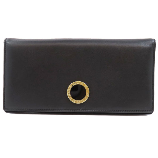 BVLGARI Long Wallet Purse leather black Bulgari Bulgari