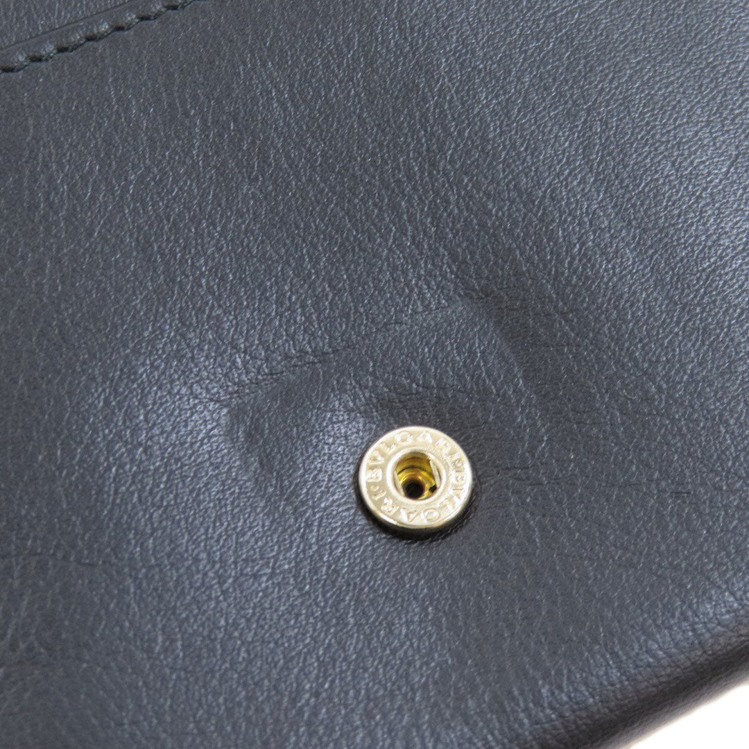 BVLGARI Long Wallet Purse leather black Bulgari Bulgari