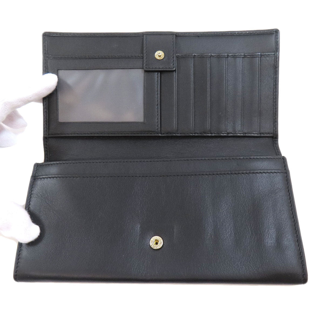 BVLGARI Long Wallet Purse leather black Bulgari Bulgari