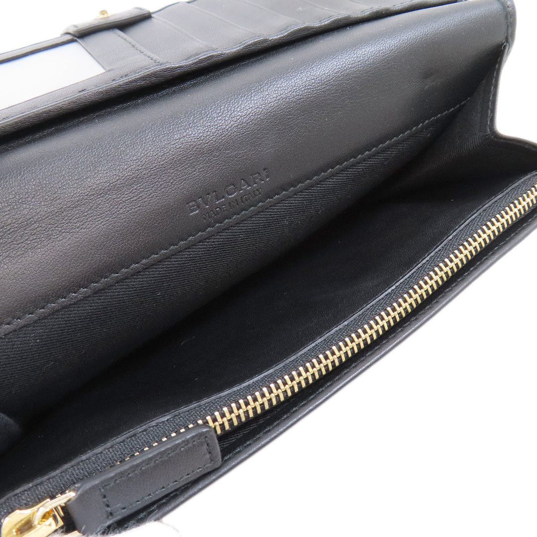 BVLGARI Long Wallet Purse leather black Bulgari Bulgari