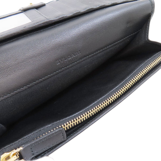 BVLGARI Long Wallet Purse leather black Bulgari Bulgari