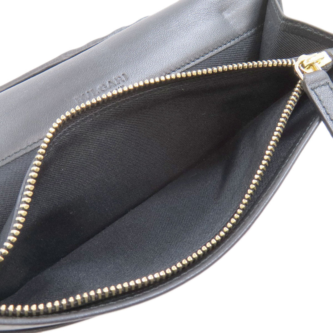 BVLGARI Long Wallet Purse leather black Bulgari Bulgari