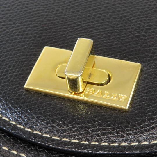 BALLY Handbag leather black 2WAY Women Used Authentic