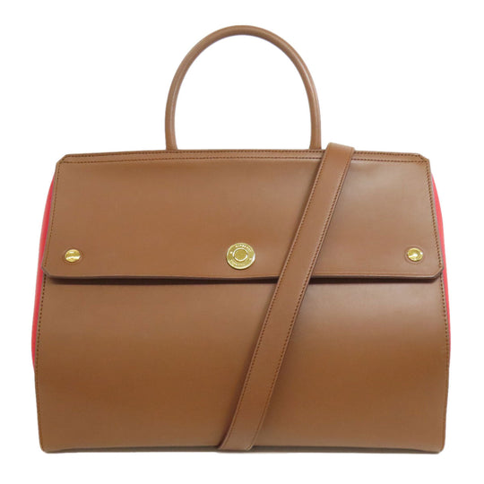 BURBERRY Handbag leather Brown 2WAY Women Used Authentic
