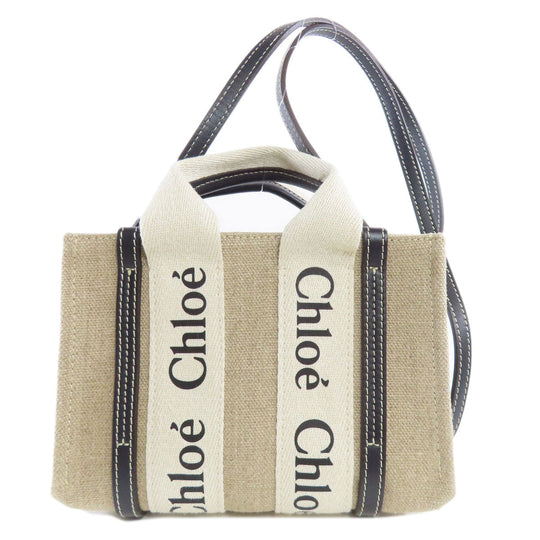 Chloe Handbag canvas beige Woody Mini 2WAY