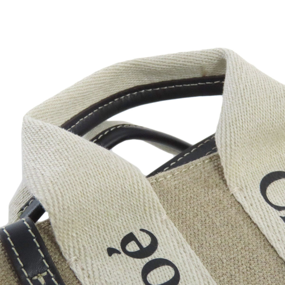 Chloe Handbag canvas beige Woody Mini 2WAY