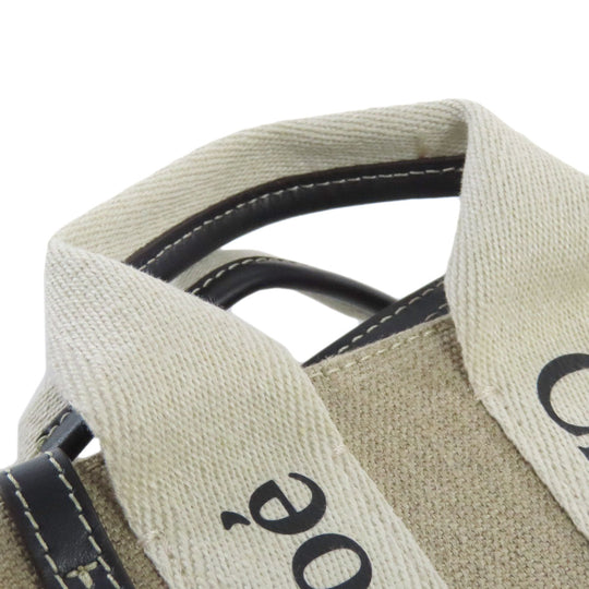 Chloe Handbag canvas beige Woody Mini 2WAY