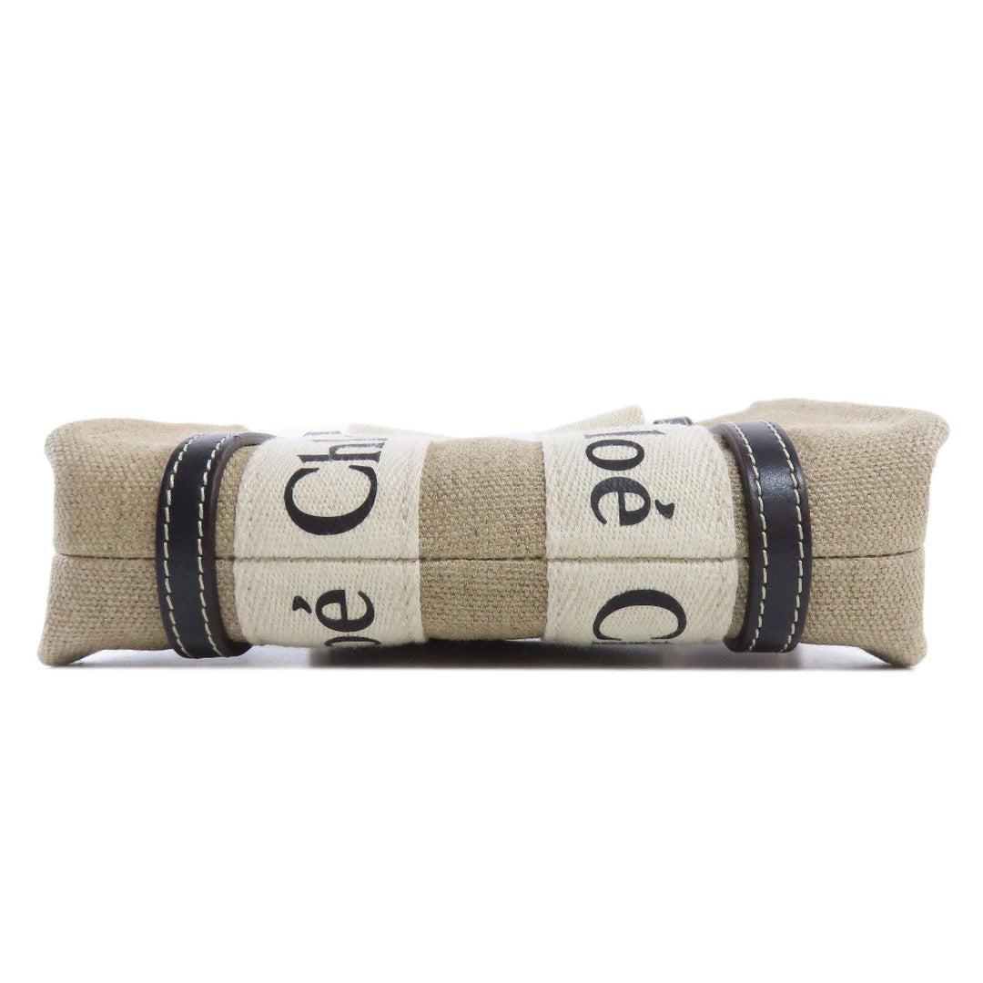 Chloe Handbag canvas beige Woody Mini 2WAY