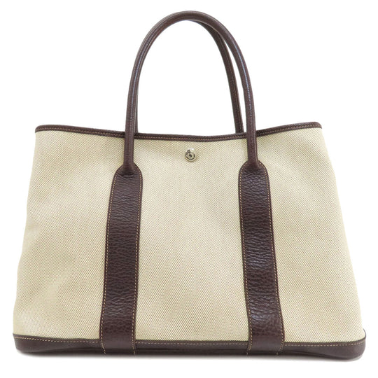 HERMES Tote Bag Tower ash beige Garden Party PM Maroon SilverMetal Women Used Authentic