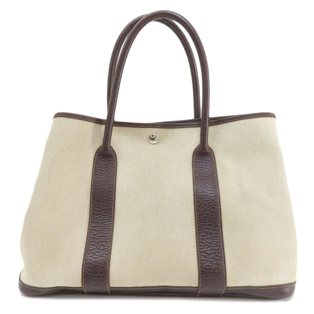 HERMES Tote Bag Tower ash beige Garden Party PM Maroon SilverMetal Women Used Authentic