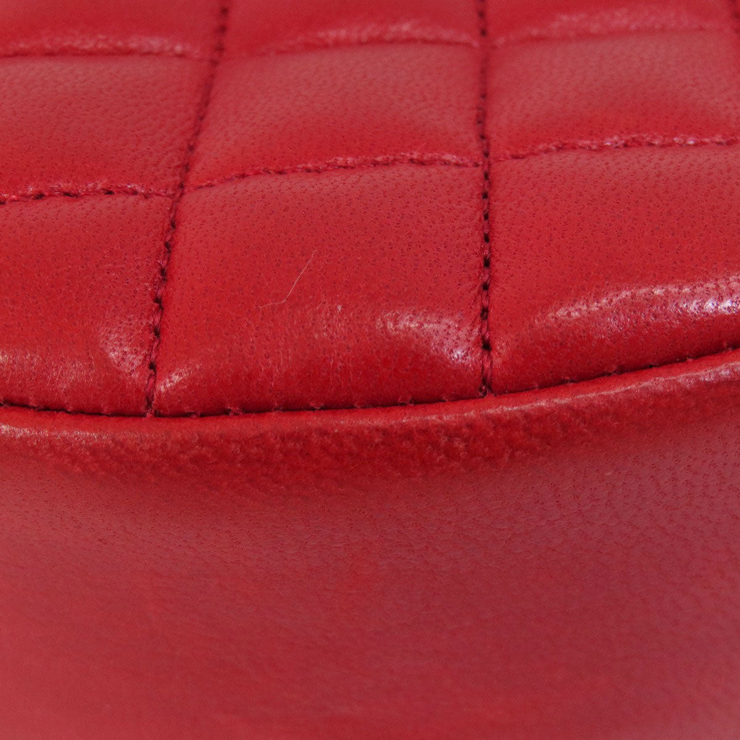 CHANEL Shoulder Bag lambskin Red COCO Mark Gold Metal Women Used Authentic